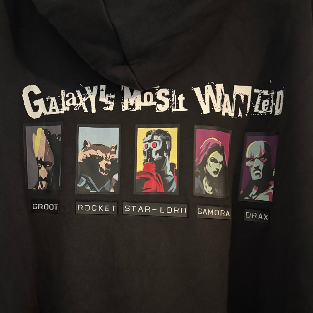 DCA PARKS HOODIE Guardians of the Galaxy Most Wanted Black Hoodie NWT XL